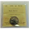Image 1 : CANADA-5 CENT, 1990 ICCS MS64, BARE BELLY VARIEY