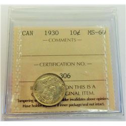 CANADA-10 CENT, 1930 ICCS MS60