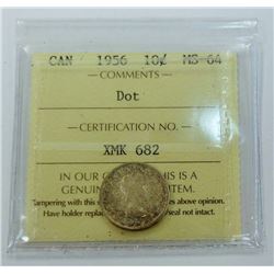 CANADA-10 CENT, 1956 DOT, ICCS MS64