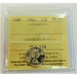 CANADA-10 CENT, 1961 ICCS MS65