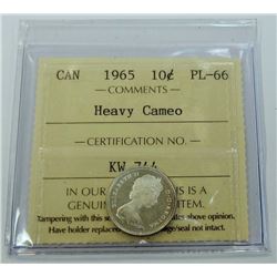 CANADA-10 CENT, 1965 ICCS PL66 HEAVY CAMEO