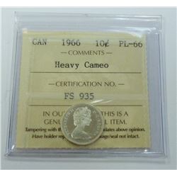 CANADA-10 CENT, 1966 ICCS PL66 HEAVY CAMEO