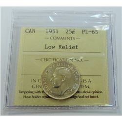 CANADA-25 CENT, 1951 LR, ICCS PL65