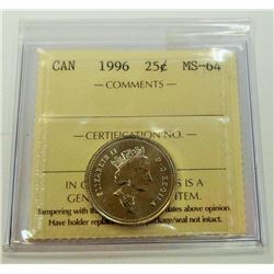 CANADA-25 CENT, 1996 ICCS MS64