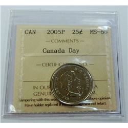 CANADA-25 CENT, 2005P CANADA DAY, ICCS MS66
