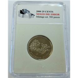 CANADA-25 CENT, 2000 MILLENIUM MULE, AU55 OR BETTER