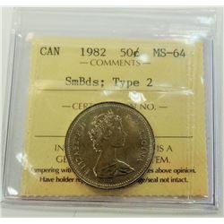 CANADA-50 CENT, 1982 TYP2, ICCS MS64