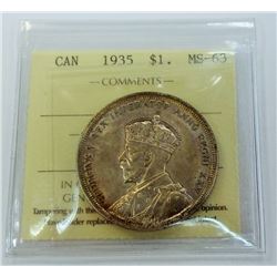 CANADA-$1, 1935 ICCS MS63