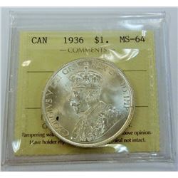 CANADA-$1, 1936 ICCS MS64