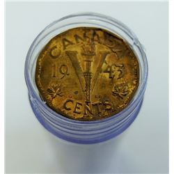 CANADA-CIRC ROLL 5 CENT,1943 TOMBAC