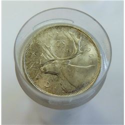 CANADA-UNC ROLL 25 CENTS,1964