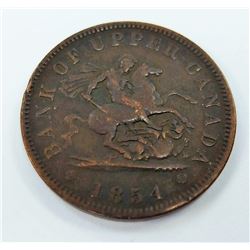 TOKEN-UPPER CANADA 1854, PLAIN 4, VF