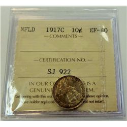 NEWFOUNDLAND-10 CENT 1917C ICCS EF40