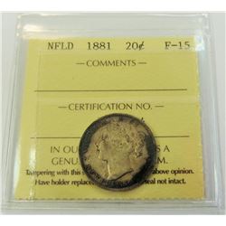 NEWFOUNDLAND-20 CENT1881 ICCS F15