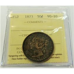 NEWFOUNDLAND-50 CENT 1873 ICCS VG10