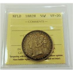 NEWFOUNDLAND-50 CENT 1882H ICCS VF20