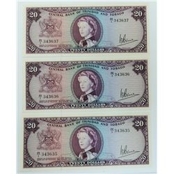 WORLD PAPER-TRINIDAD 1964, 3 CONSEC UNC