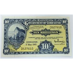 WORLD PAPER-GIBRALTAR 10 SHILLINGS 1965