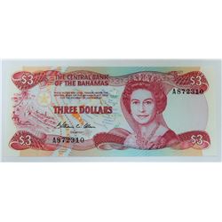 WORLD PAPER-BAHAMAS 3 DOLLARS 1974