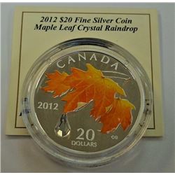 MINT PRODUCT-2012 $20 MAPLE LEAF WITH CRYSTAL RAINDROP