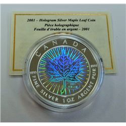 MINT PRODUCT-2001 HOLOGRAM SILVER MAPLE LEAF