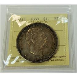 HAWAII-1883 SILVER DOLLAR ICCS EF40