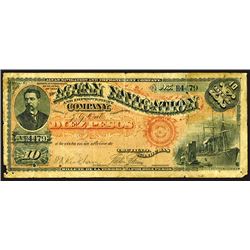 Aguan Navigation and Improvement Co., 1886 Issue Banknote.