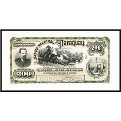 Banco Nacional Del Paraguay, 1886 Issue Proof.