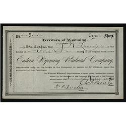 Wyoming Territory. 1907. 1 Share,Cert. #9, Black border, no vignette, XF, Issued and uncancelled. Ra