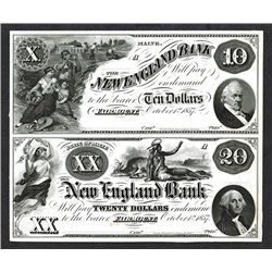New England Bank, 1857 Uncut Proof Pair.