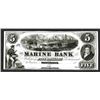 Image 1 : Marine Bank, 18xx (ca.1850's) Proof Obsolete Banknote.