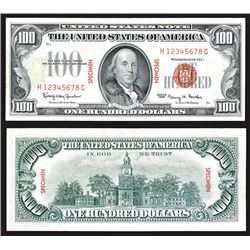 United States Note, $100, Red Seal, Fr.#1550s (HG Block) Ladder Specimen Banknote.
