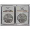 Image 1 : ( 2 ) 2004 AMERICAN SILVER EAGLES, NGC MS-69