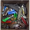 Image 1 : Metal Box of Various New & Used Knives, Corkscrews, Multi-tools and more!