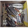Image 1 : Metal Box of Various New & Used Knives, Corkscrews, Multi-tools and more!
