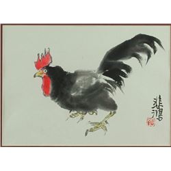 Wc Chicken Painting Framed Xu Beihong 1895-1953