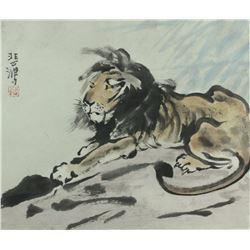 WC Lion Painting Framed Xu Beihong 1895-1953