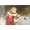 Image 1 : Chinese Oil Painting on Canvas Girl Playing Violin