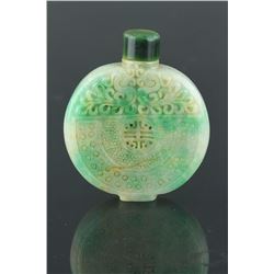 Chinese Green Jadeite Carved Snuff Bottle