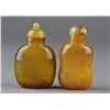 Image 2 : Set Two Chinese Smoky Agate Carved Snuff Bottles