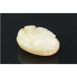 Chinese Hardstone Carved Lotus w/Russet Skin