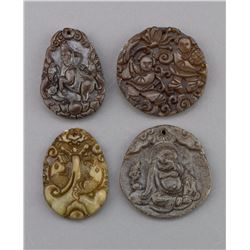 4 Pcs of Chinese Hardstone Immortal Pendants