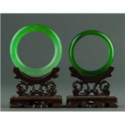 Charming Pair of Emerald Green Hardstone Bangles