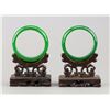 Image 1 : Pair of Chinese Emerald Green Hardstone Bangles