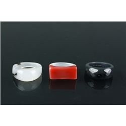 Chinese 3 Pieces Agate Rings