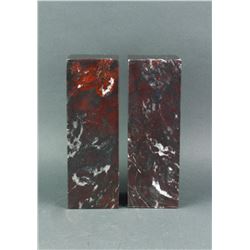 Pair Chinese Hardstone Like Chicken Blood Square