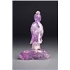 Image 2 : Chinese Carved Rose Quartz Figure of Guanyin