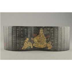 Chinese Gilt Ink Stone Kwanyin 19th Century