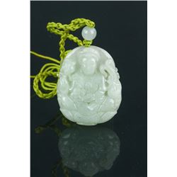 Fine Chinese White Jade Pendant Carved Kwanyin