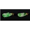 Image 3 : Pair of Chinese Green Jadeite Carved Pendants18K